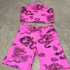 Two piece biker short set.